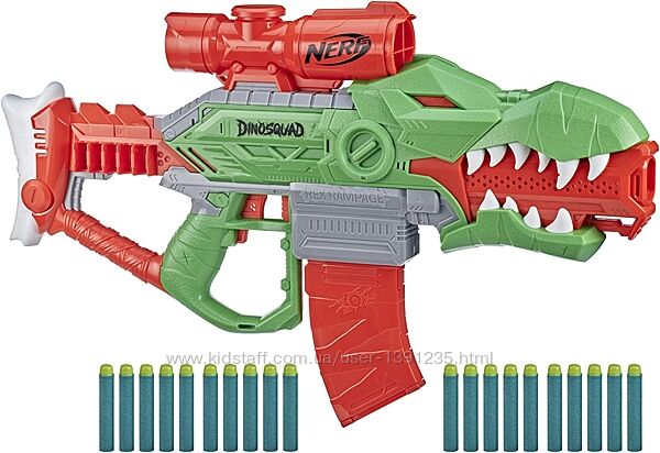 Бластер Нерф Дино Рэмпейдж Отряд Рекс Nerf DinoSquad Rex-Rampage F0807