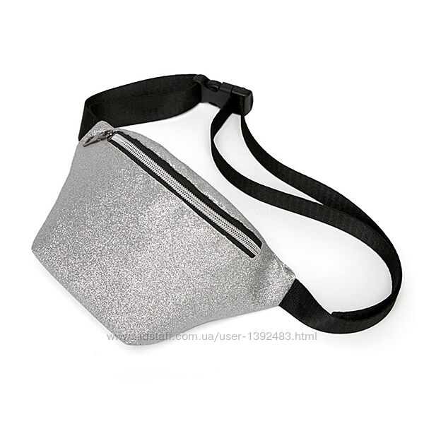 Многофункциональная серебряная поясная сумка с блестками