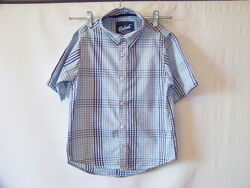 Детская клетчатая голубо-белая рубашка на короткий рукав Rebel 9-10 лет 140