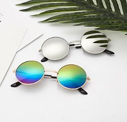 Круглые детские очки от солнца серебряные