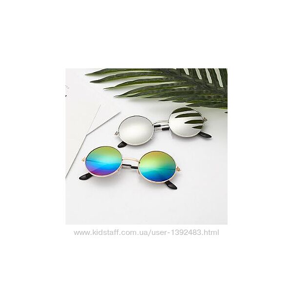 Круглые детские очки от солнца серебряные