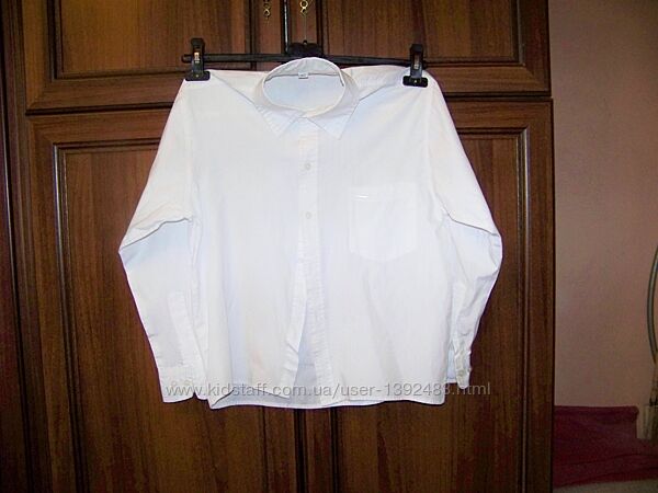 Белая хлопковая детская подростковая рубашка 152 рост