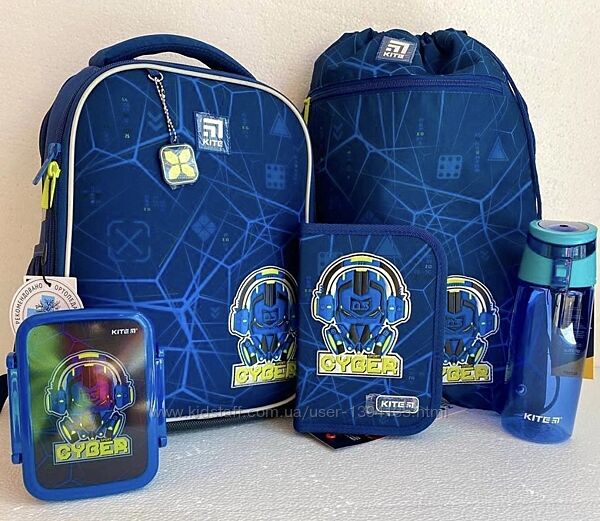 Каркасний ортопедичний рюкзак Kite Cyber K22-555S-5, комплект