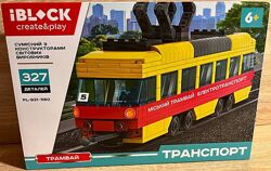 Конструктор IBLOCK PL-921-380 Транспорт Трамвай, открыв двери, подним люк