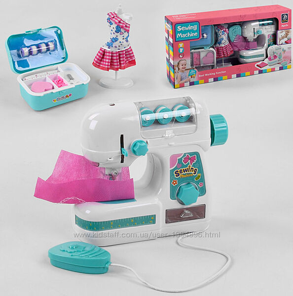 Детская игровая швейная машинка арт. 7927, свет, манекен, чемоданчик, ткань