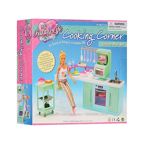 Мебель для кукол Глория Gloria 2816 Кухня Барби плита, духовка, мойка
