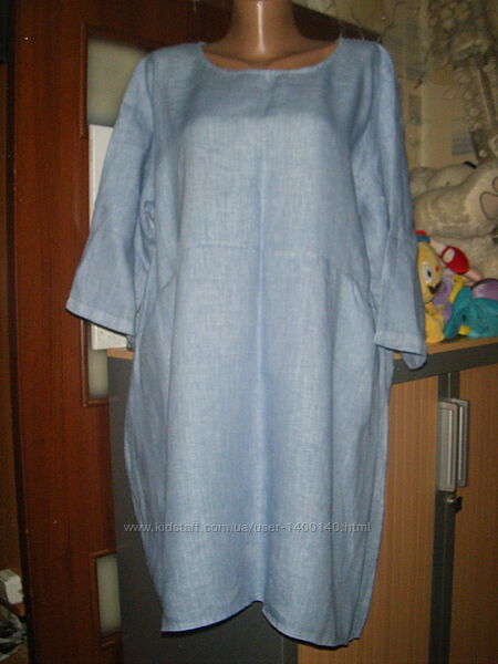 Комфортное платье из льна, оверсайз, размер XXL - 20 - 54