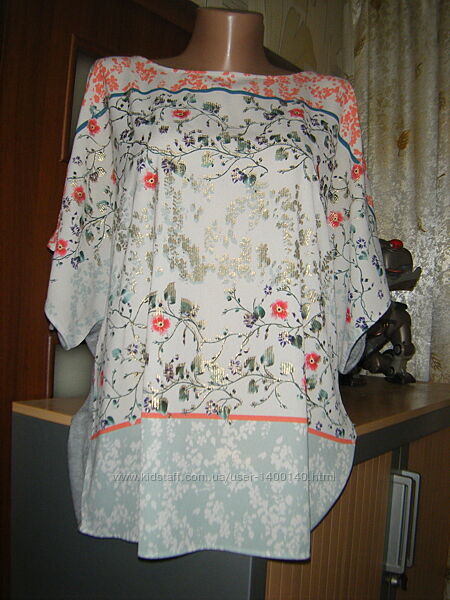 Шикарная комбинированная блуза с коротким рукавом, размер XL - 18 - 52