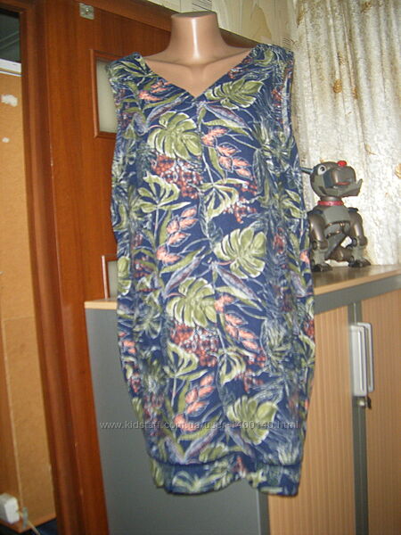 Короткое летнее платье из льна, размер 18Р/XL