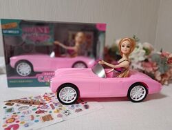 Лялька Барбі KQ196 30см, з машиною 32,5см, наліпки машина Барби кабріолет 