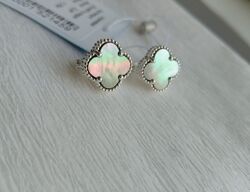 Срібні сережки ван кліф van cleef чорний перламутр англійська застібка