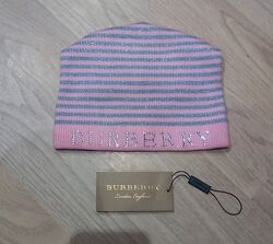 Розовая демисезонная шапка на девочку Burberry