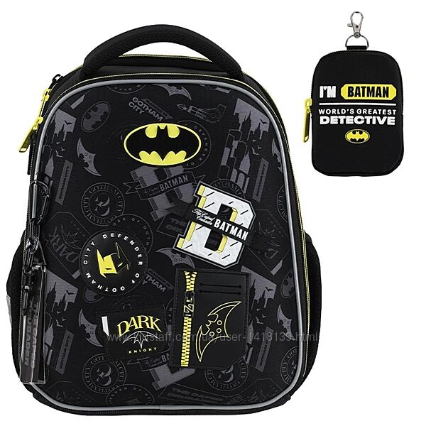 New 2025. Рюкзак шкільний каркасний Kite DC25-555S DC Batman в 1клас