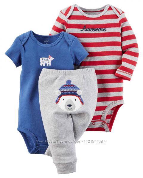 Комплекты CARTERS, с рисунком на попе 3 единицы