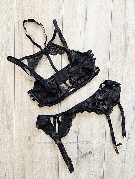 Сексуальное кружевное белье бюстгальтер с чокером пояс для чулок Hunkemolle