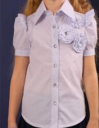 Шкільна нарядна блузка з коротким рукавом