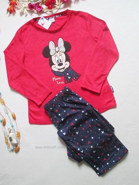 Теплый флисовый домашний костюм пижама Минни Маус Disney.