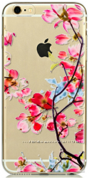 Прозрачный силиконовый чехол с цветочками для iphone 66S