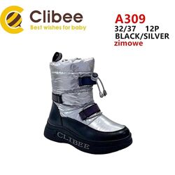 Черевики зимові для дівчинки чорно срібні ТМ CLIBEE арт. А-309