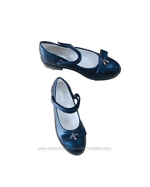 Туфельки для дівчинки в синьому кольорі, шкіряна устілка Арт.17-1
