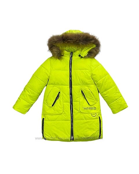 Пальто зима для дівчинки в лимонному кольорі арт. LH23-43