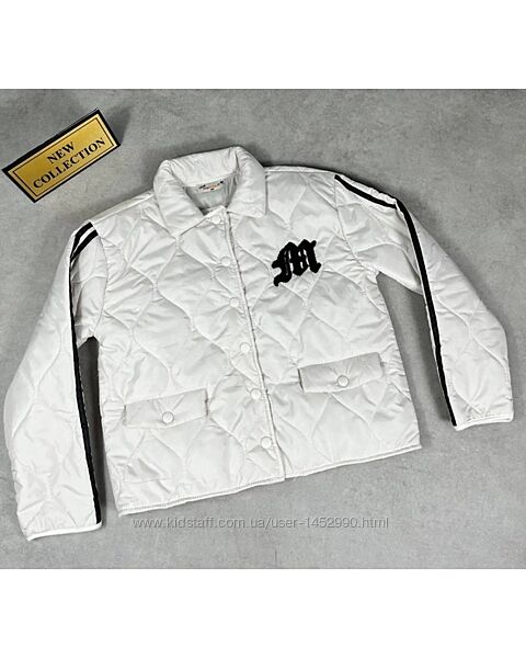 Стильна стьогана куртка в молочному кольорі для дівчинки арт.4057