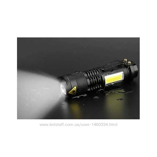 Ліхтарик / фонарик акумуляторний з зарядкою від USB та COB лампою