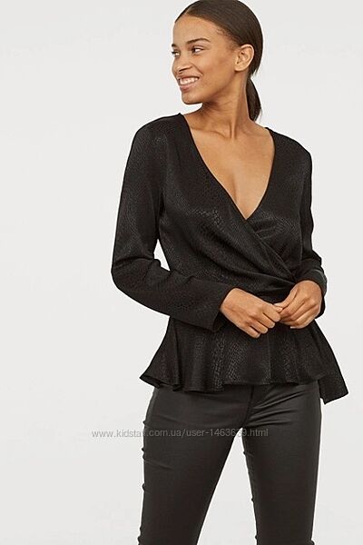 Оригинальная черная блузка с длинными рукавами H&M, XXS