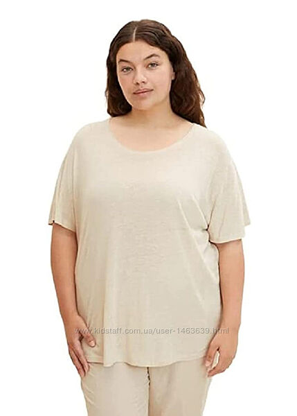 Базовая футболка Tom Tailor Plus Size с добавлением льна, XXXL