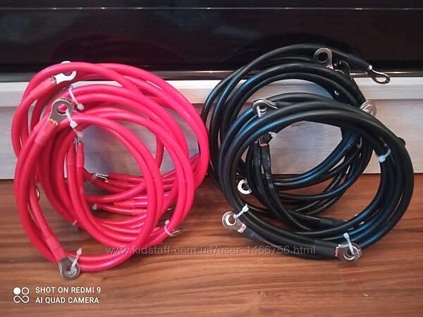 Кабель для інвертора з клемами 8 AWG -10mm багатожильний мідний шнур