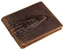 Портмоне стильный кошелек мужской кожа под крокодила коричневый винтажный