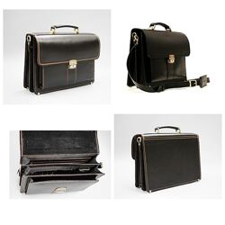 Портфель кожаный качественный черный стильный респектабельный ручная работа