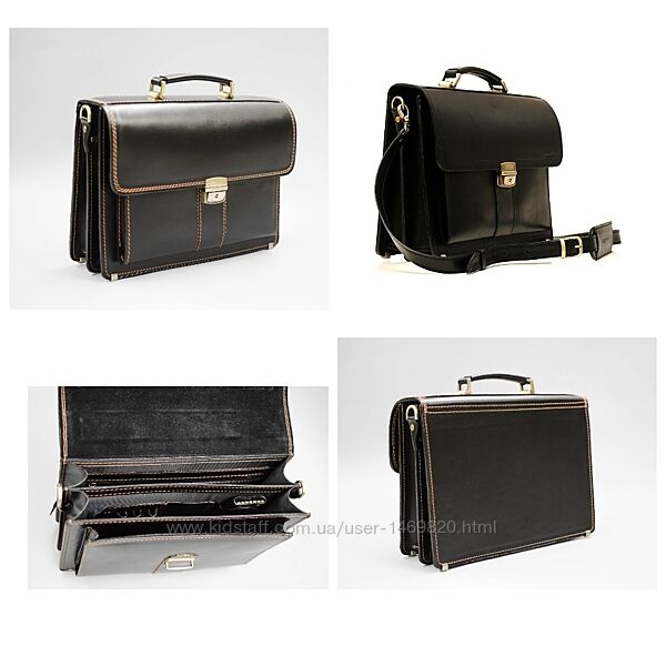 Портфель кожаный качественный черный стильный респектабельный ручная работа