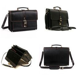 Портфель стильный кожа натуральная ручная работа черный