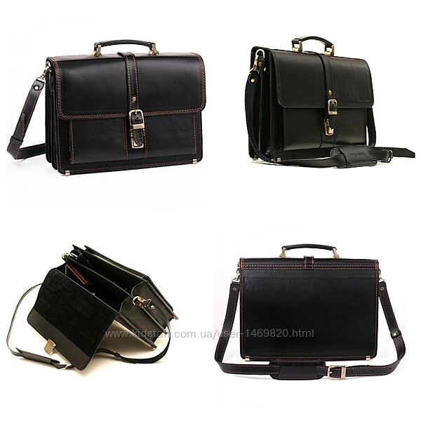 Портфель стильный кожа натуральная ручная работа черный