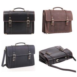 Стильный портфель кожаный синий коричневый винтаж кежуал кэжуал casual