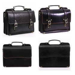 Портфель кожаный два отделения стильный кожа под крокодила