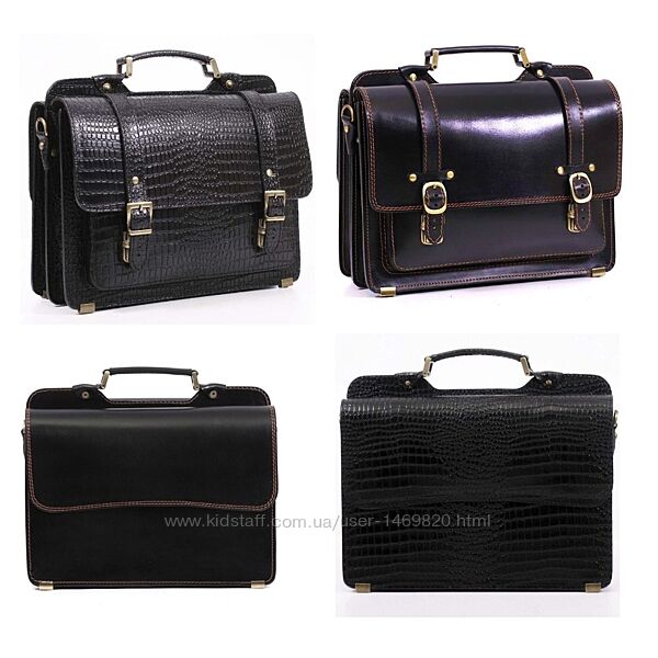 Портфель кожаный два отделения стильный кожа под крокодила
