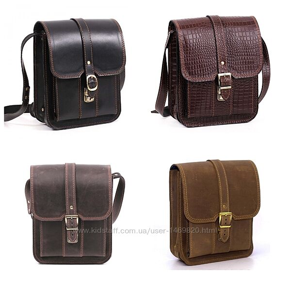 Сумка через плечо мужская кожаная ручная работа винтаж кожа под крокодила