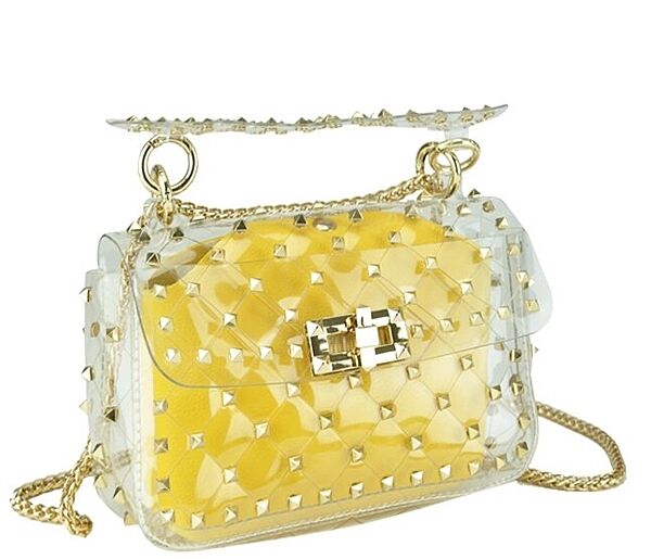 Сумочка сумка прозрачная с заклепками желтая стильная