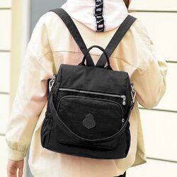 Рюкзак женский сумка рюкзак тканевый стильный городской черный 