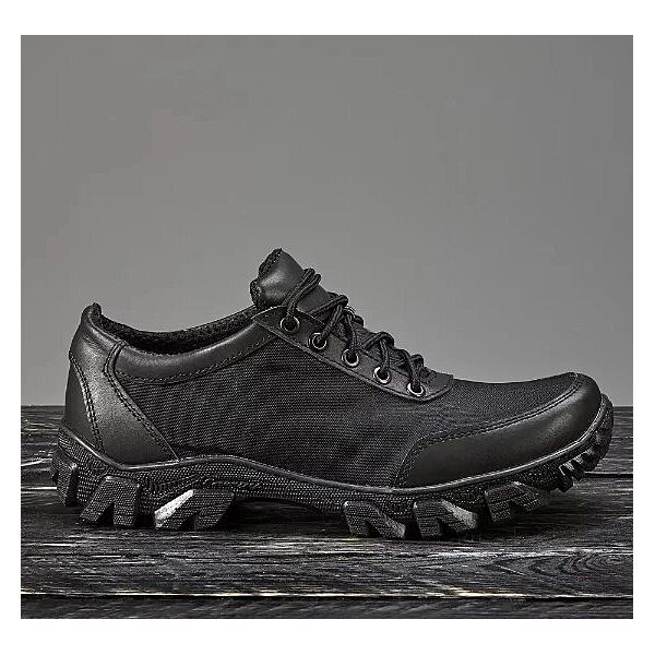 Кроссовки армейские летние черные кожа сетка