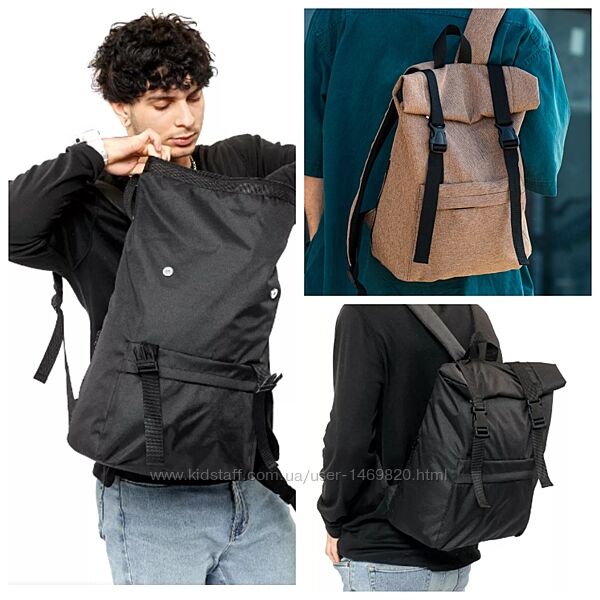 Рюкзак большой раскладной мужской тканевый светлый коричневый черный