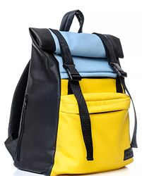 Рюкзак патріотичний жовто-блакитний великий розкладний чоловічий рюкзак рол