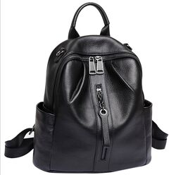Стильный женский рюкзак кожа натуральная черный 