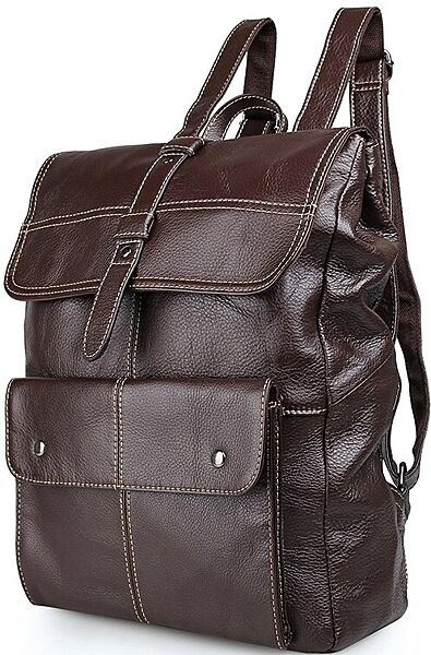 Рюкзак кожаный коричневый мужской стильный casual