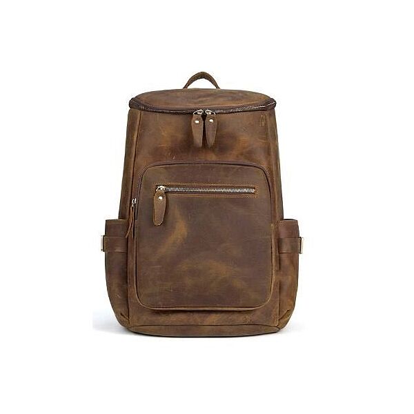Винтажный кожаный рюкзак с потертостями коричневый мужской