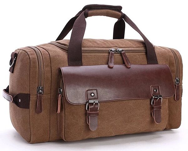Дорожная спортивная сумка коричневая текстильная 720193