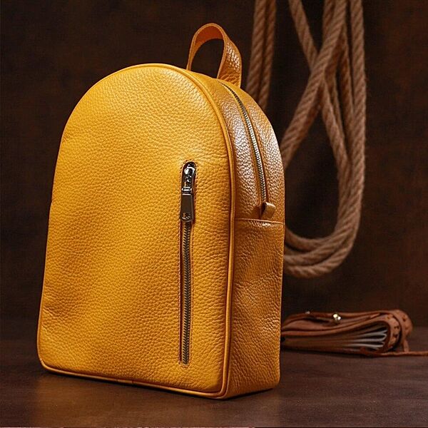 Яркий желтый рюкзак кожаный качественный Украина 716321