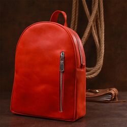 Красный рюкзак кожаный винтажный кежуал crazy horse 716327